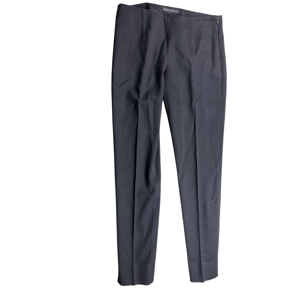 Theory Womens Size 2 Black Wool Blend Ankle Dress Pants Career Workwear Tailored
